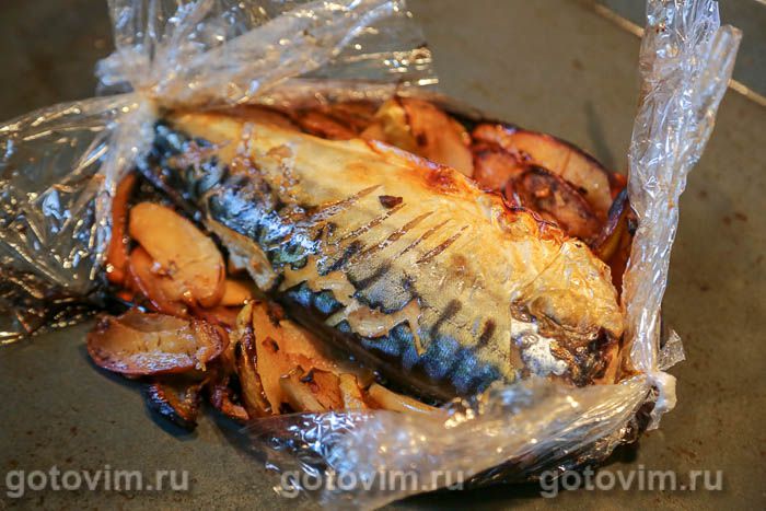 Фотографии рецепта Скумбрия с яблоками, запеченная в рукаве, 06 Скумбрия с яблоками, запеченная в рукаве, Шаг 06