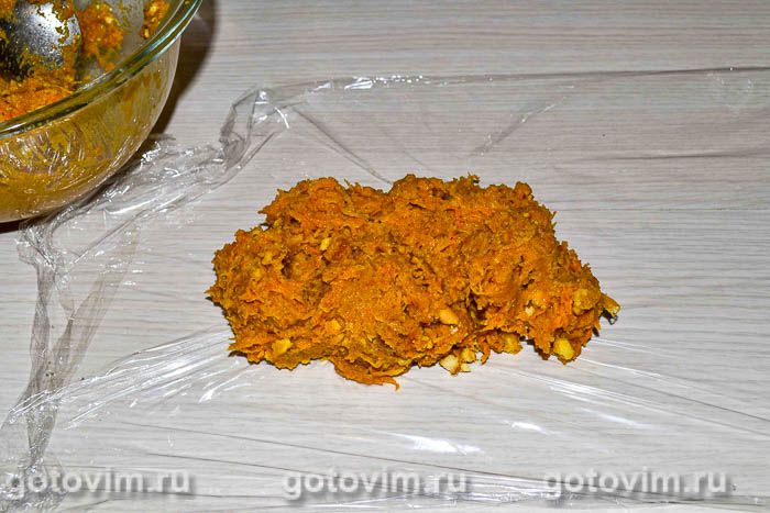 Фотографии рецепта Сладкая колбаска из печенья, моркови и тыквы , 09 Сладкая колбаска из печенья, моркови и тыквы , Шаг 09