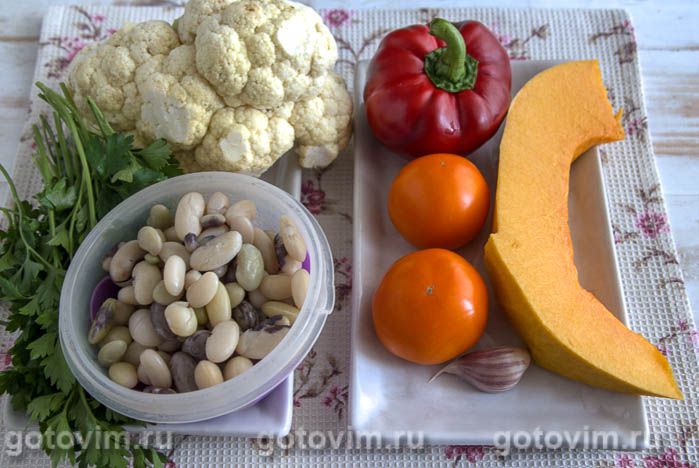 Фотографии рецепта Овощное соте с цветной капустой, тыквой и фасолью, 01 Овощное соте с цветной капустой, тыквой и фасолью, Шаг 01