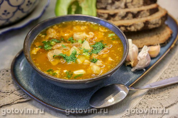 Суп харчо с почками общепитовский с почками и рисом. Фотография рецепта Суп харчо с почками общепитовский с почками и рисом. Фотография рецепта
