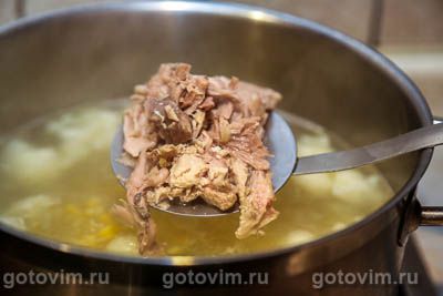 Фотографии рецепта Суп из цесарки с молодой кукурузой и цветной капустой, 05 Суп из цесарки с молодой кукурузой и цветной капустой, Шаг 05