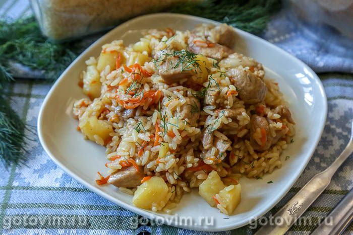 Свинина с картошкой и рисом. Фотография рецепта Свинина с картошкой и рисом. Фотография рецепта