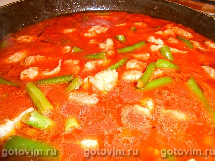 Фотографии рецепта Стручковая фасоль с мясом в томате, 05 Стручковая фасоль с мясом в томате, Шаг 05