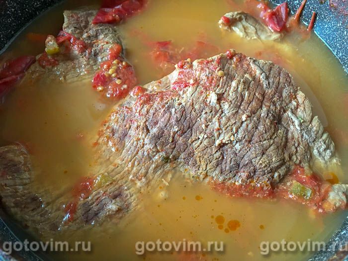 Фотографии рецепта Телячья вырезка, тушенная с овощами, 07 Телячья вырезка, тушенная с овощами, Шаг 07