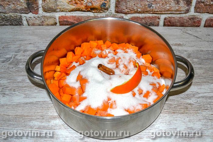 Фотографии рецепта Тыквенное варенье с орехами, 04 Тыквенное варенье с орехами, Шаг 04