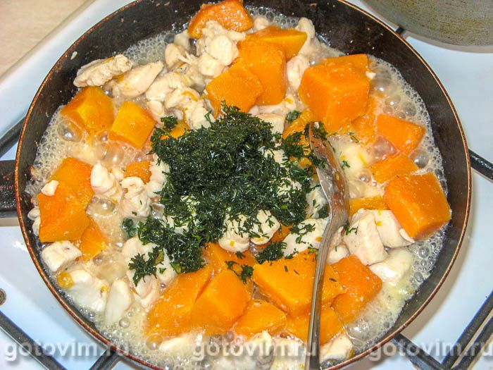 Фотографии рецепта Тыквенная каша с курицей, 06 Тыквенная каша с курицей, Шаг 06