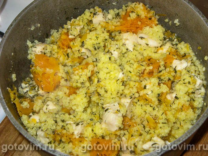 Фотографии рецепта Тыквенная каша с курицей, 07 Тыквенная каша с курицей, Шаг 07