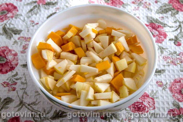 Фотографии рецепта Пирог с тыквой и яблоками, 04 Пирог с тыквой и яблоками, Шаг 04