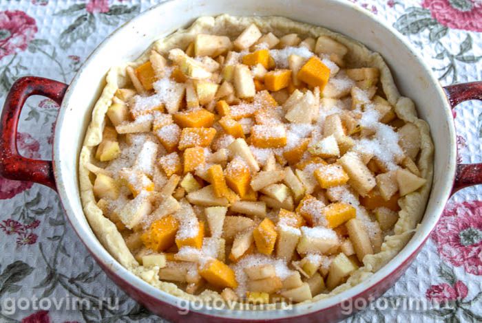 Фотографии рецепта Пирог с тыквой и яблоками, 05 Пирог с тыквой и яблоками, Шаг 05