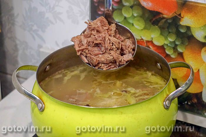 Фотографии рецепта Томатный суп с говядиной, пшеном и свежей капустой, 09 Томатный суп с говядиной, пшеном и свежей капустой, Шаг 09