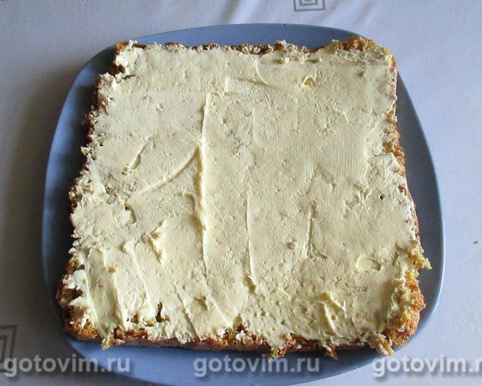 Фотографии рецепта Торт бисквитный морковный с масляным кремом и кокосовой стружкой, 07 Торт бисквитный морковный с масляным кремом и кокосовой стружкой, Шаг 07