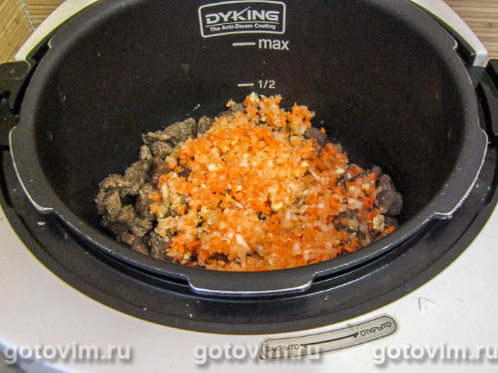 Фотографии рецепта Тушеная чечевица с мясом в мультиварке, 04 Тушеная чечевица с мясом в мультиварке, Шаг 04