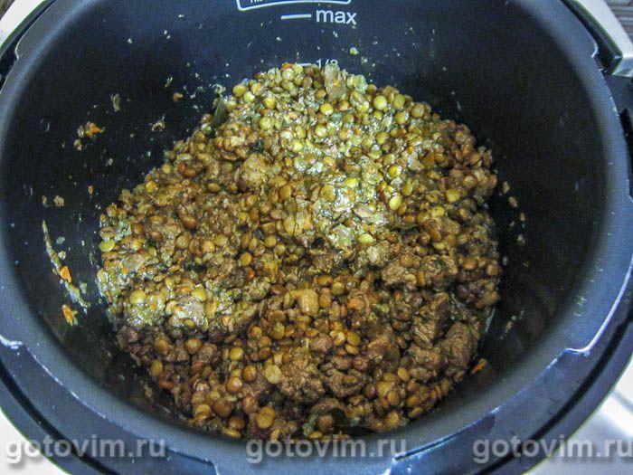 Фотографии рецепта Тушеная чечевица с мясом в мультиварке, 07 Тушеная чечевица с мясом в мультиварке, Шаг 07