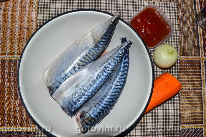 Фотографии рецепта Тушеная скумбрия с луком и морковью, 01 Тушеная скумбрия с луком и морковью, Шаг 01