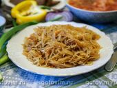 Тушёная капуста квашеная со свежей