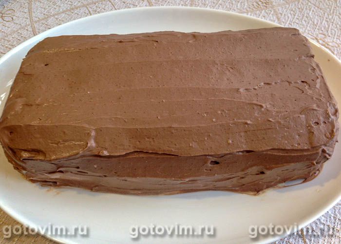 Фотографии рецепта Творожно-банановый торт из печенья без выпечки, 11 Творожно-банановый торт из печенья без выпечки, Шаг 11