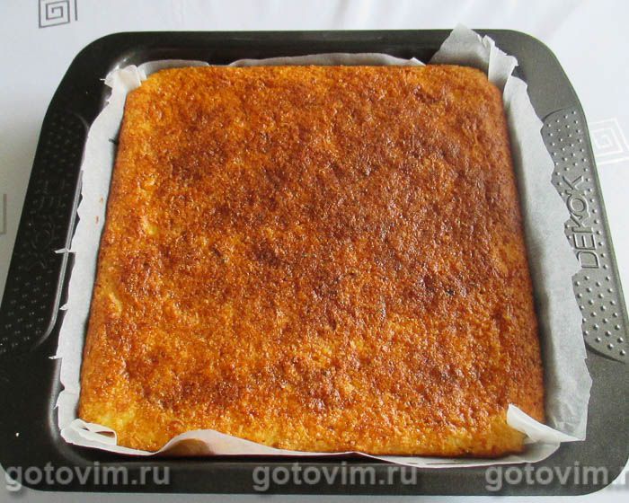 Фотографии рецепта Творожная запеканка с манкой и кокосовой стружкой, 08 Творожная запеканка с манкой и кокосовой стружкой, Шаг 08