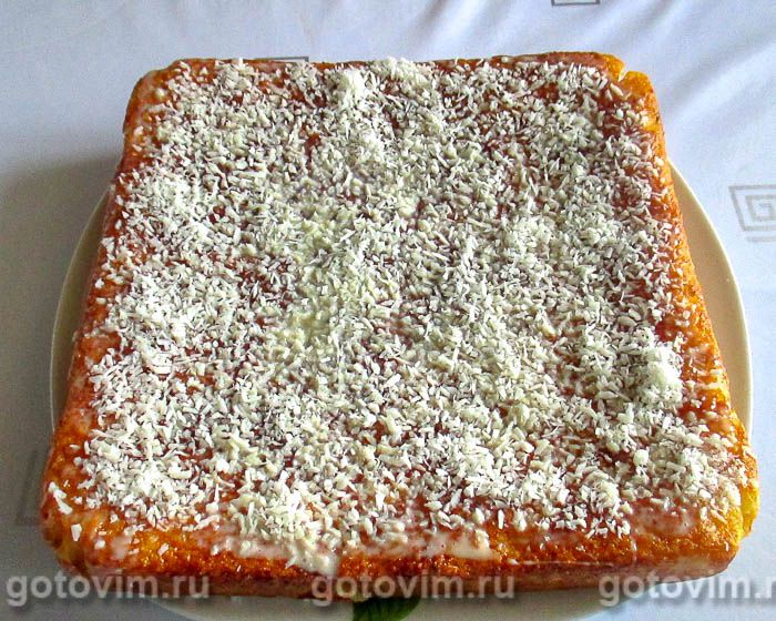Фотографии рецепта Творожная запеканка с манкой и кокосовой стружкой, 09 Творожная запеканка с манкой и кокосовой стружкой, Шаг 09