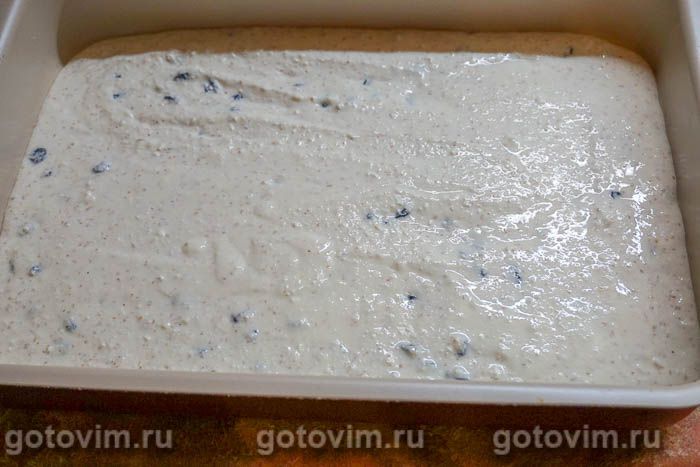 Фотографии рецепта Творожная запеканка с персиками и изюмом, 07 Творожная запеканка с персиками и изюмом, Шаг 07