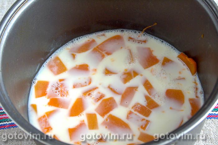 Фотографии рецепта Тыквенная каша с кус-кусом (в мультиварке), 02 Тыквенная каша с кус-кусом (в мультиварке), Шаг 02