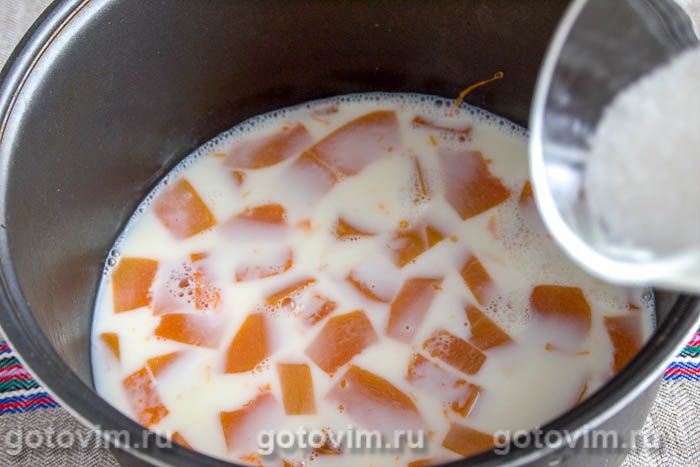 Фотографии рецепта Тыквенная каша с кус-кусом (в мультиварке), 03 Тыквенная каша с кус-кусом (в мультиварке), Шаг 03