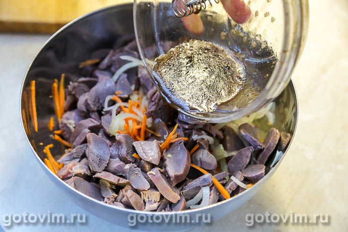 Фотографии рецепта Утиные желудки с морковью по-корейски и соевым соусом, 07 Утиные желудки с морковью по-корейски и соевым соусом, Шаг 07