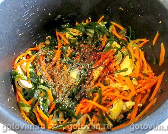 Фотографии рецепта Закуска с куриным мясом и морской капустой в мультиварке, 08 Закуска с куриным мясом и морской капустой в мультиварке, Шаг 08