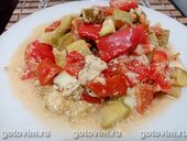 Овощи в рукаве, запеченные с сыром и сметаной
