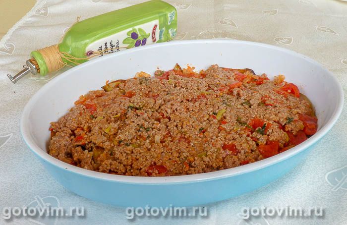 Фотографии рецепта Запеканка из баклажанов с мясным фаршем и помидорами, 05 Запеканка из баклажанов с мясным фаршем и помидорами, Шаг 05