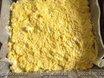 Фотографии рецепта Творожно-кукурузная запеканка с курагой и сыром, 07 Творожно-кукурузная запеканка с курагой и сыром, Шаг 07