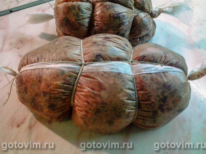 Фотографии рецепта Печеночная колбаса (печеночный зельц), 05 Печеночная колбаса (печеночный зельц), Шаг 05
