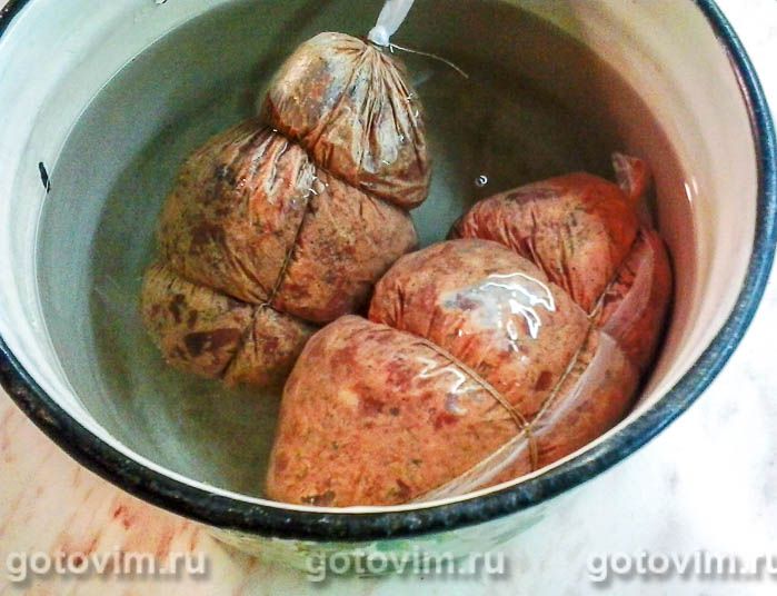 Фотографии рецепта Печеночная колбаса (печеночный зельц), 06 Печеночная колбаса (печеночный зельц), Шаг 06