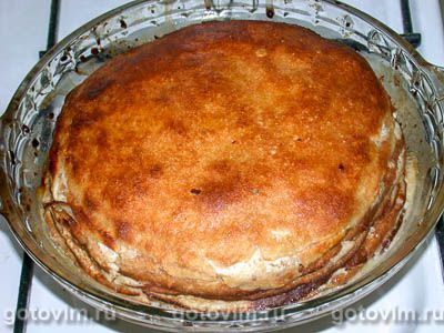 Блинчатый пирог с творожно ореховой начинкой Блинчатый пирог с творожно ореховой начинкой
