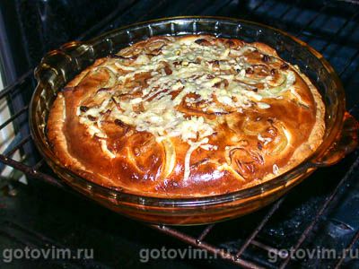 Флан с грибами и луком