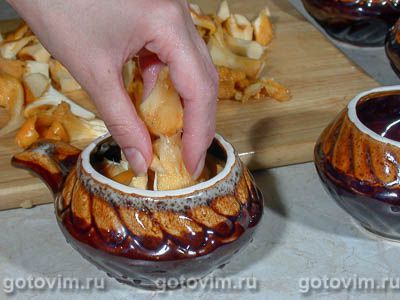 Мясо с грибами в горшочках Мясо с грибами в горшочках