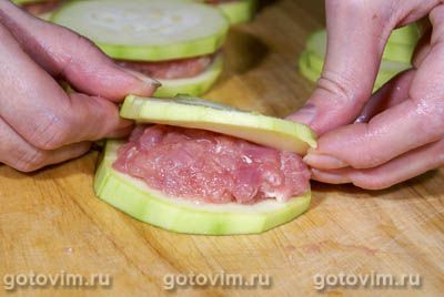 Башенки из кабачков с фаршем