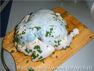 Курица, запеченная с зеленью Курица, запеченная с зеленью