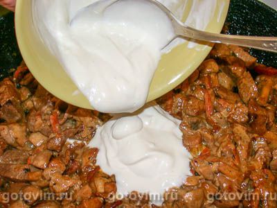 Мясо с грибами в сметане Мясо с грибами в сметане