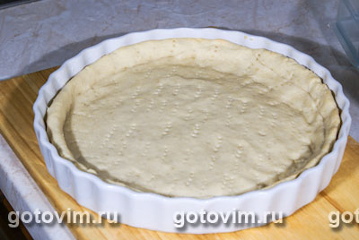 Песочный пирог с лисичками и сыром