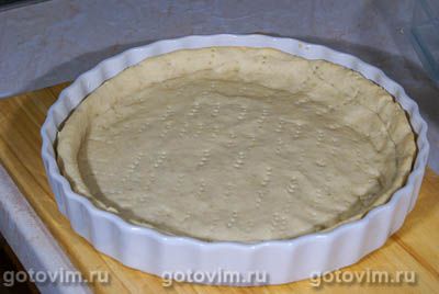 Песочный пирог с лисичками и сыром