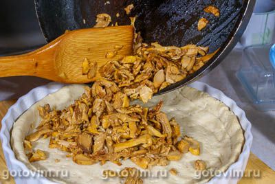 Песочный пирог с лисичками и сыром Песочный пирог с лисичками и сыром