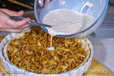 Песочный пирог с лисичками и сыром Песочный пирог с лисичками и сыром