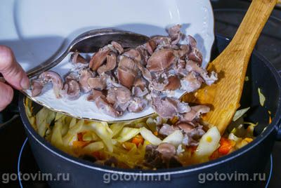 Овощное рагу с куриными желудочками Овощное рагу с куриными желудочками