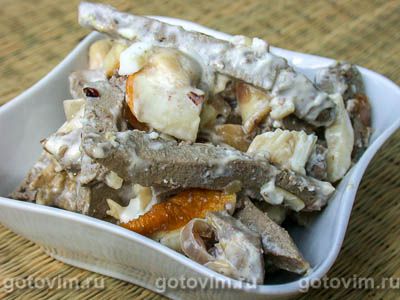 Салат из грибов и печенки
