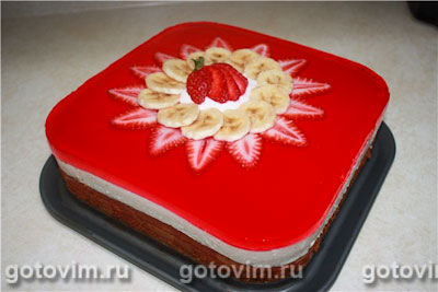 Торт с фруктами и желе. Фото-рецепт