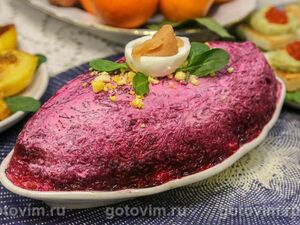 Селедка под шубой с икрой минтая