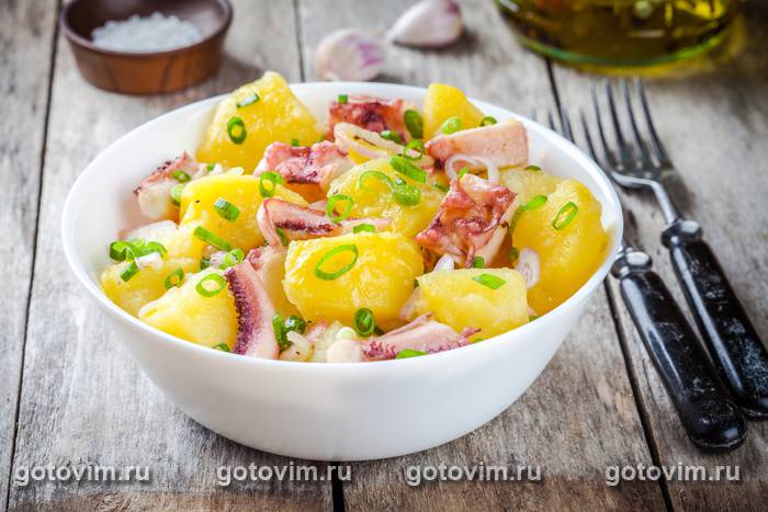 Салат из кальмаров с овощами Салат из кальмаров с овощами