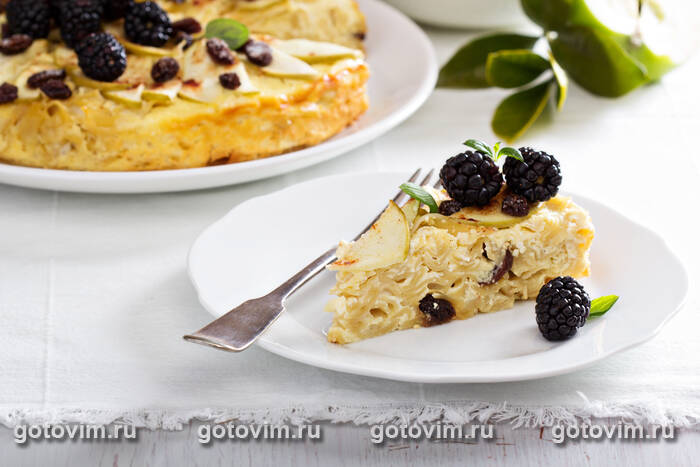 Кугель из лапши с яблоками и корицей Кугель из лапши с яблоками и корицей
