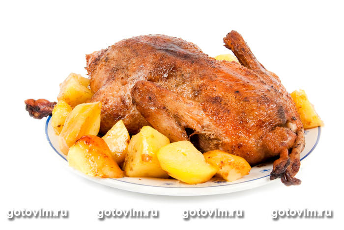 Фаршированная утка с печеным картофелем Фаршированная утка с печеным картофелем