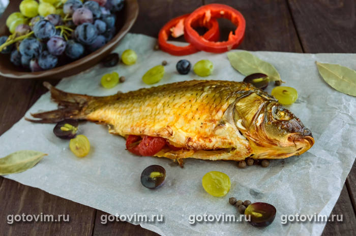 Карп фаршированный шампиньонами Карп фаршированный шампиньонами